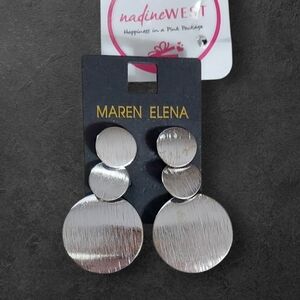 NWT Silver Circle Statement Post Earrings ~2 1/4"